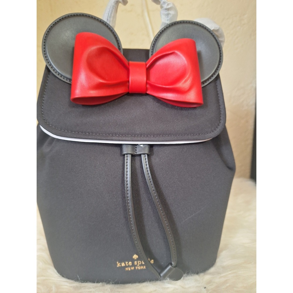 Kate Spade Minnie Mouse Backpack Disney Red Bow Black Drawstring NWT